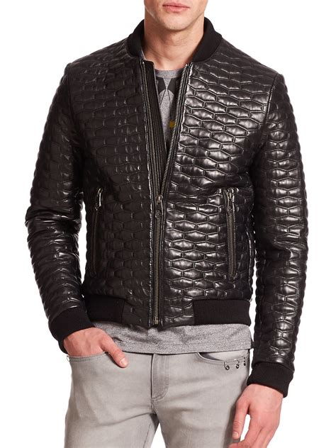 versace mens quilted jacket|Versace leather jacket men's.